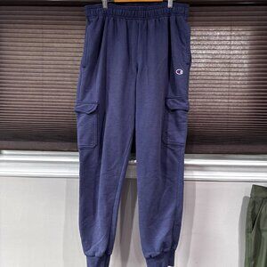 Champion Men's Powerblend Fleece Cargo Jogger Pants SZ: L/ Navy color